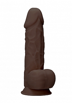 Silicone Dildo With Balls - Brown - 21,6 cm